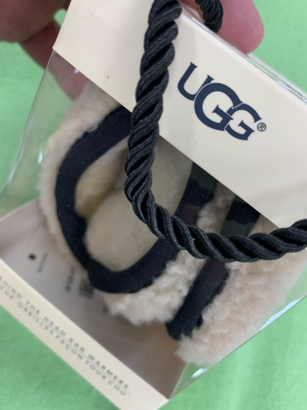 UGG Green and Cream Shearling Earmuffs - Picture 5 of 8